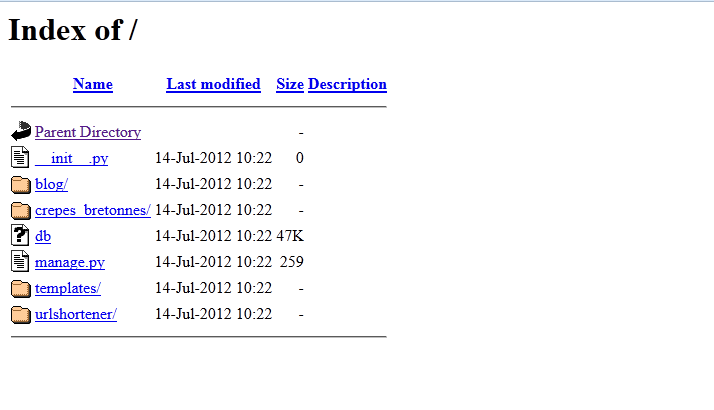 Une liste de fichiers Python que nous ne pouvons que télécharger