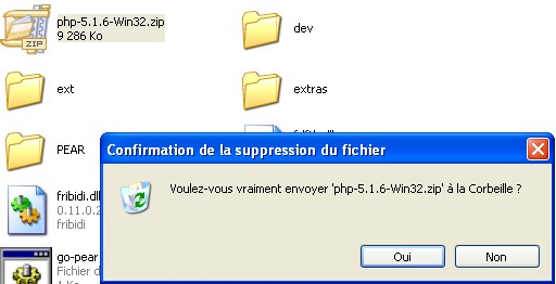 Une fois l'extraction effectuée, on peut supprimer l'archive