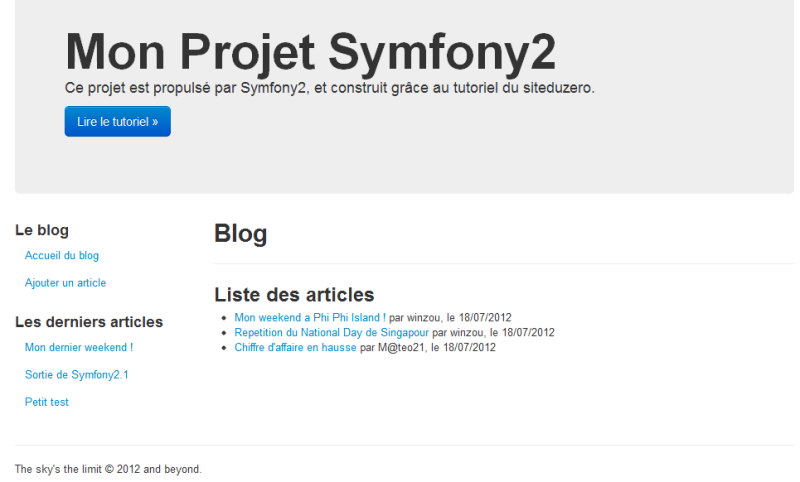 Le rendu de notre blog