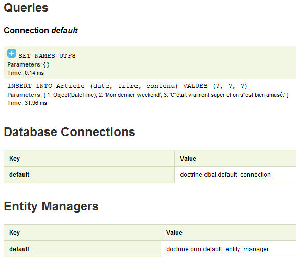 On voit la requête effectuée