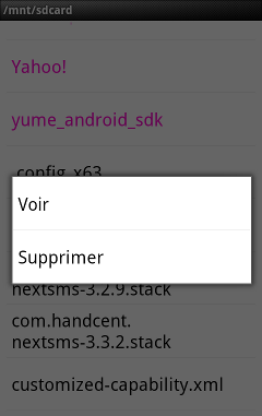 Il est possible d'ouvrir ou de supprimer un fichier