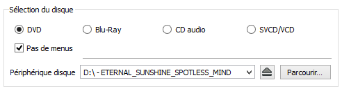 Choix du type de disque à lire