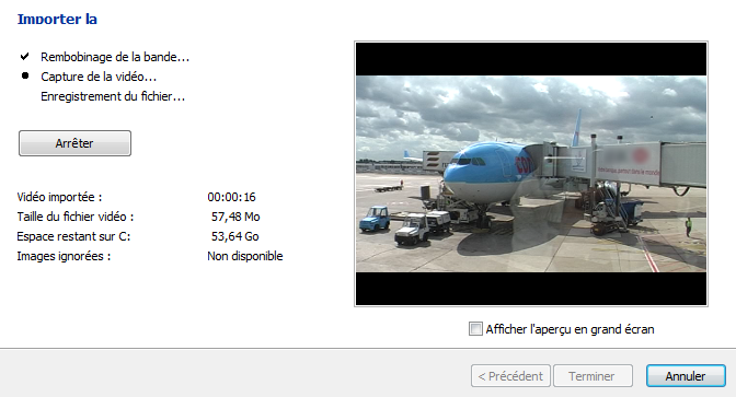 Import de la vidéo en cours