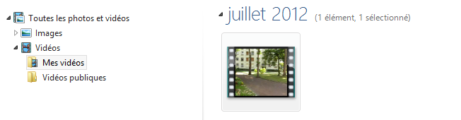 Les vidéos apparaissent aussi dans la Galerie photos