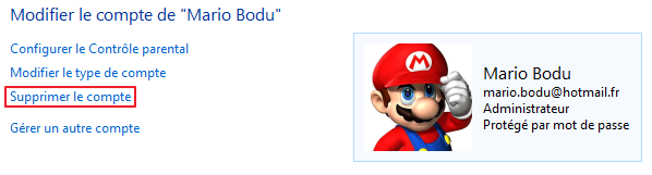 Supprimer un compte