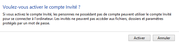 Activation du compte invité