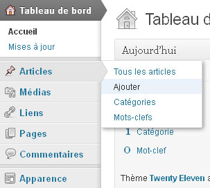 Menu Articles survolé