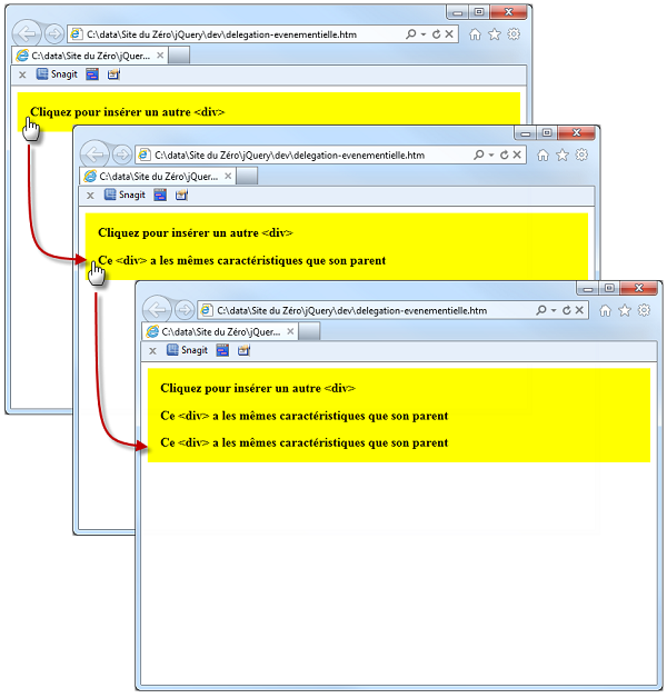 Un clic sur une balise <div> permet d'en créer une nouvelle