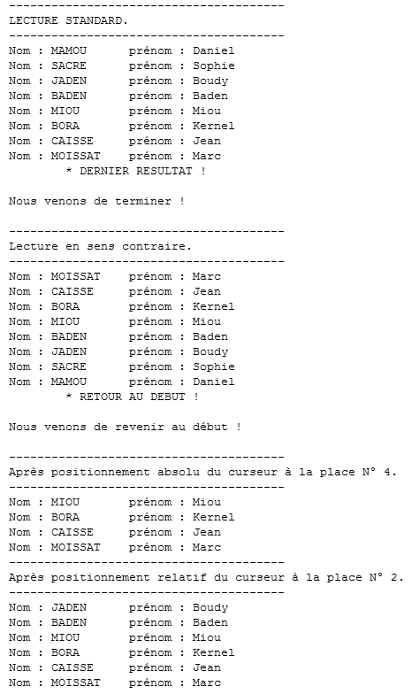 Utilisation d'un ResultSet