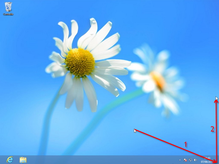 Faire apparaître le menu Charms