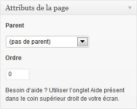 Bloc « Attributs de la page »