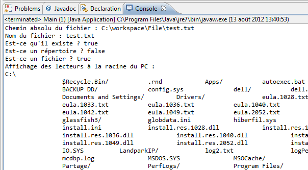 Test de l'objet File