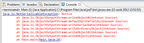 Erreur de sérialisation