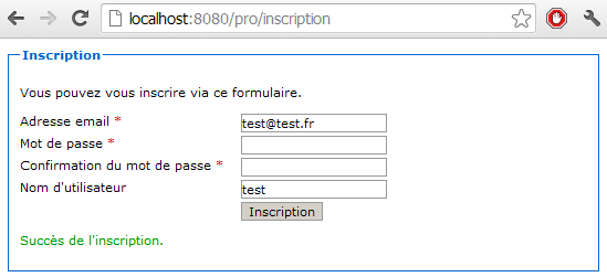 Formulaire après soumission la première fois