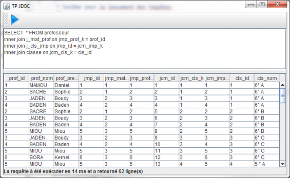 Exécution d'une requête
