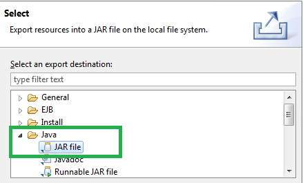 Type d'export à choisir