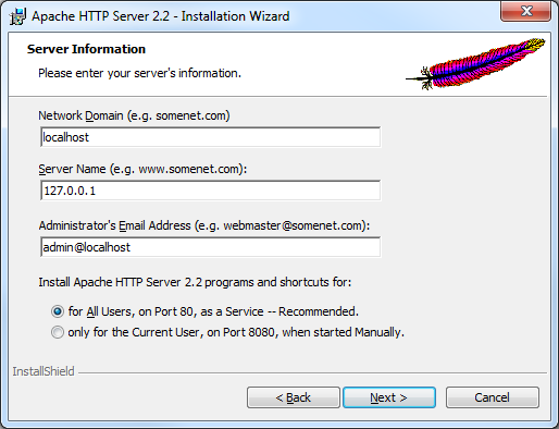 Les informations concernant le serveur ont été complétées