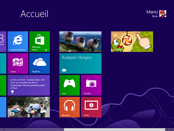 Nouvelle tuile sur l'écran Démarrer