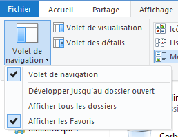 Masquer ou afficher le volet de navigation