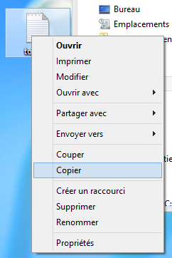 Clic droit > Copier