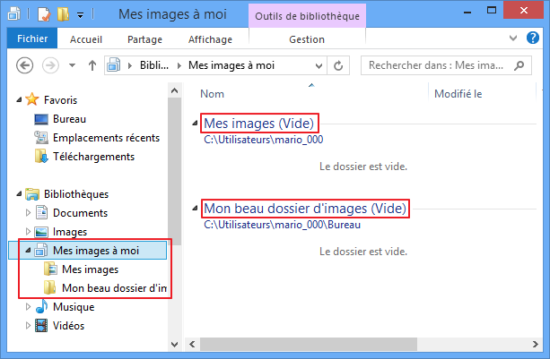 Deux dossiers dans la bibliothèque