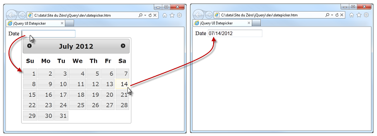La zone de texte a été transformée en un datepicker en une ligne de code