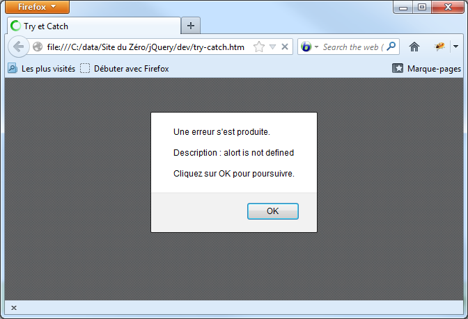 Le mot-clé « alort » n'existe pas