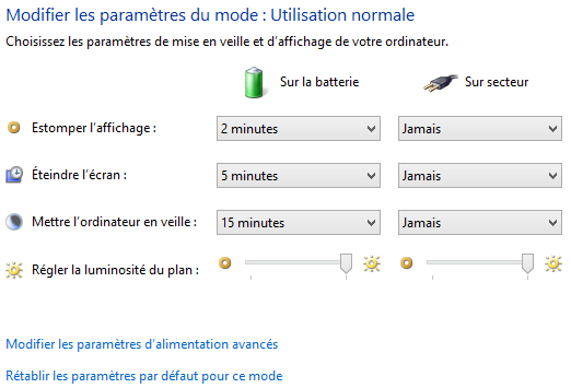 Modification d'un mode