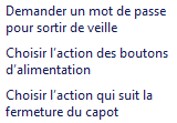 Ouvrir les réglages indépendants du mode