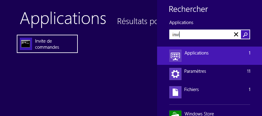 Lancement de l'invite de commandes