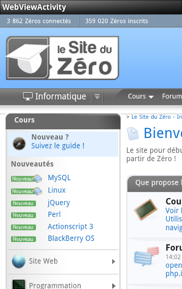 Le Site du Zéro est affiché à l'écran