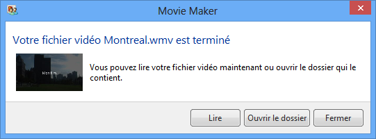 Création de la vidéo terminée