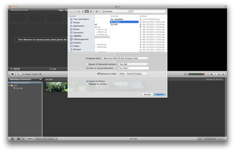 Choix du lieu de l'importation