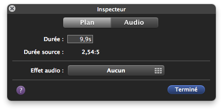 Inspecteur pour une piste audio