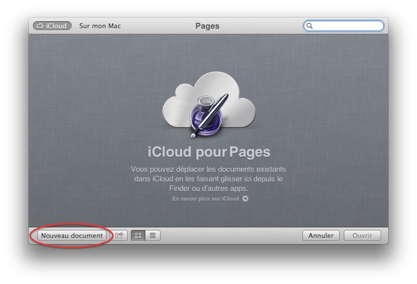 Créer un nouveau document dans Pages