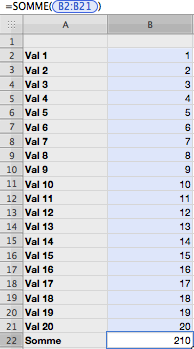 Utilisation de la fonction SOMME