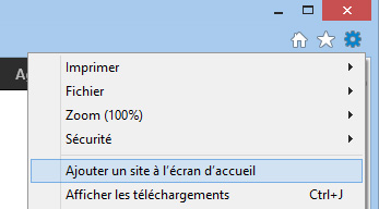 Ajouter un site à l'écran d'accueil, sous Windows 8