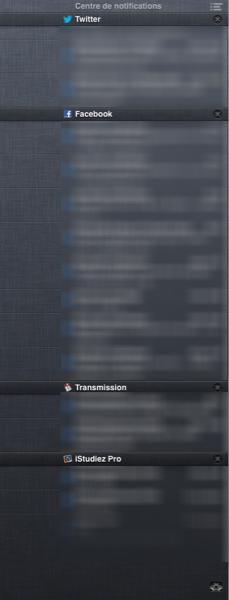 Le centre de notifications