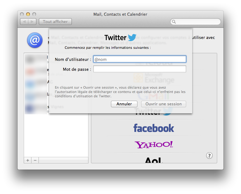 Ajouter un compte Twitter