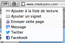Exemple de partage dans Safari
