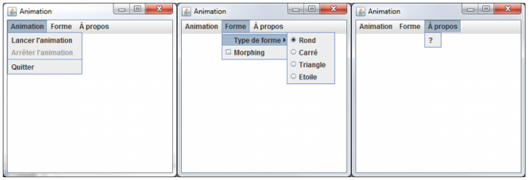 Notre menu et son animation