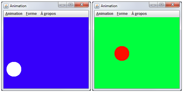 Changement de couleur via le menu contextuel