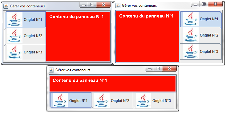 Emplacement des onglets