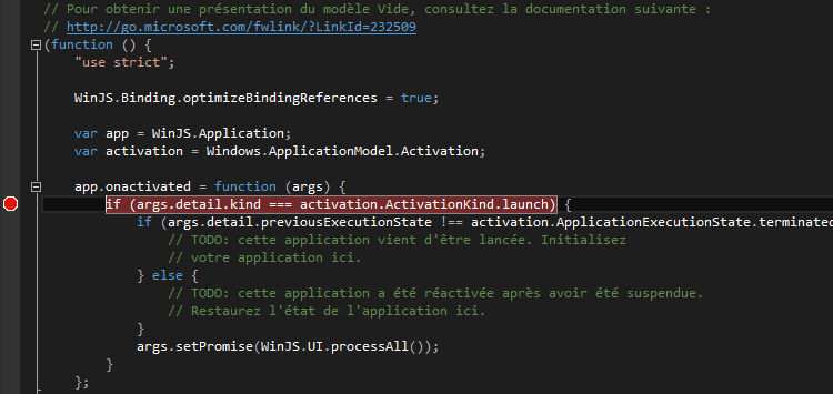 Aperçu d'un point d’arrêt, en rouge