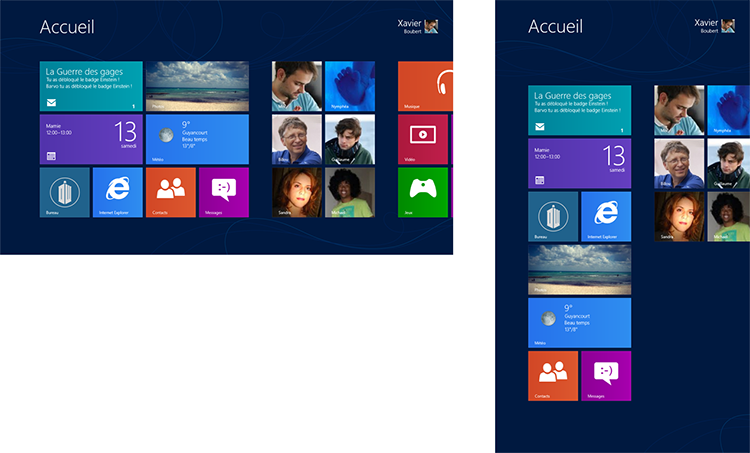 Aperçu de l'écran de démarrage en horizontal et en vertical