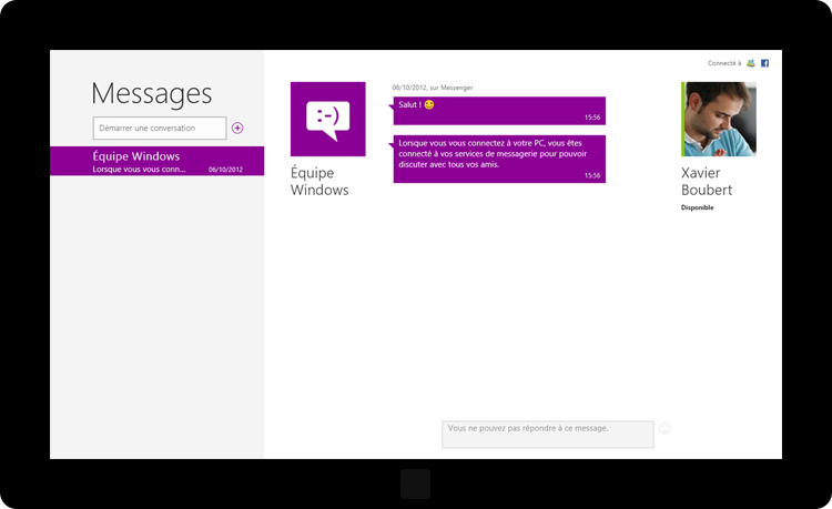 L'application « Messages » en plein écran