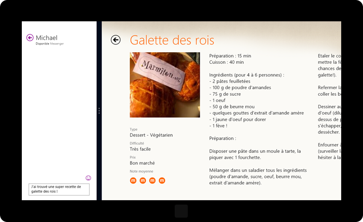 L'application « Messages » en vue « snapped »