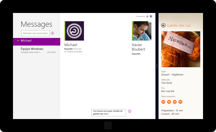 L'application « Messages » en vue « filled »