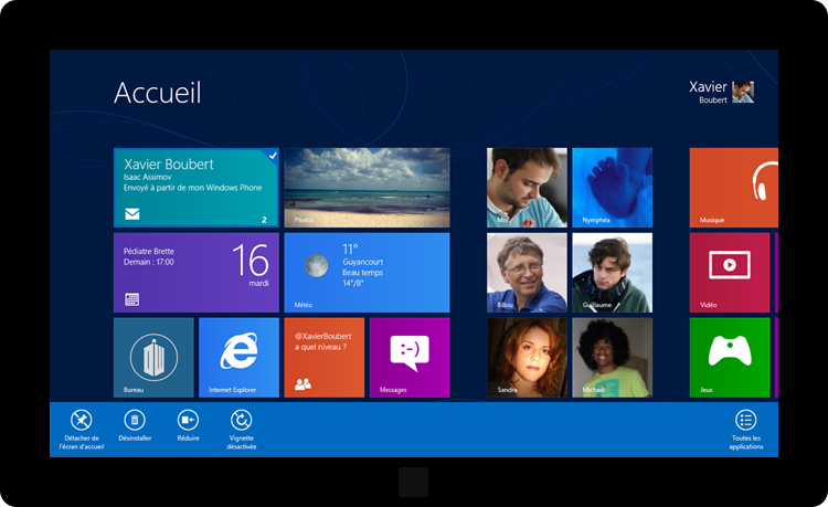App bar de l'écran de démarrage