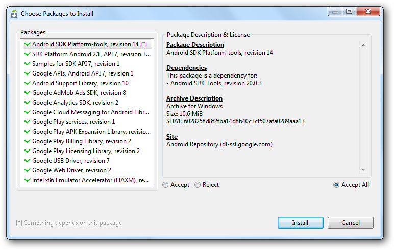 Cliquez sur « Accept All » pour accepter toutes les licences d'un coup
